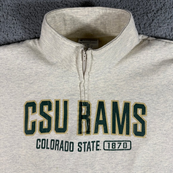 Champion CSU Rams 1/4 Zip Pullover Sweatshirt Men's 2XL Gray NCAA - Picture 2 of 10